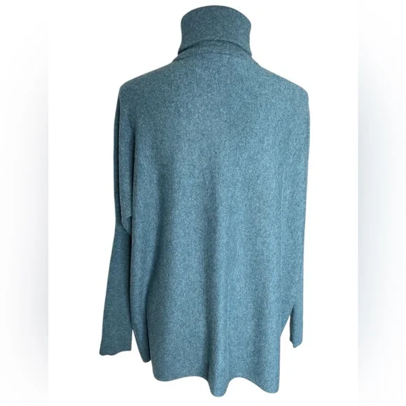 Garnet Hill Sweater Blue Wool Cashmere Oversized Turtleneck Pockets Casual MD - Picture 4 of 12
